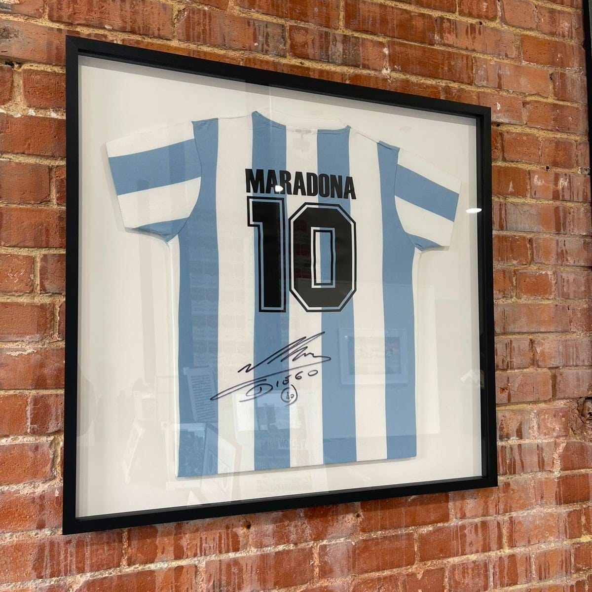 Framed Signed Maradona shirt